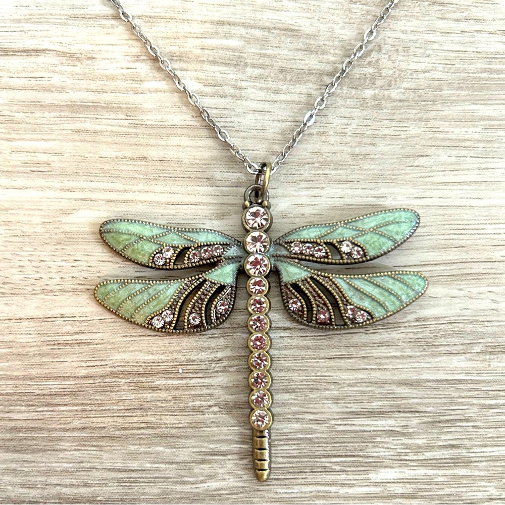 Crystal Dragonfly Pendant Necklace